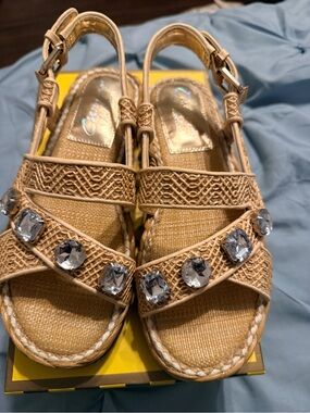 Circus by Sam Edelman Woven Gemstone Slingback Sandals in Beige